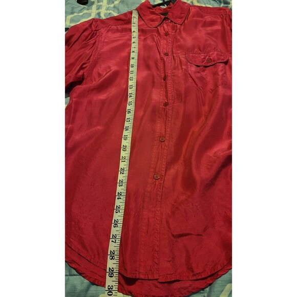 Diane Gilman Fuchsia Pink Silk Blouse Button up Medium - Picture 10 of 12